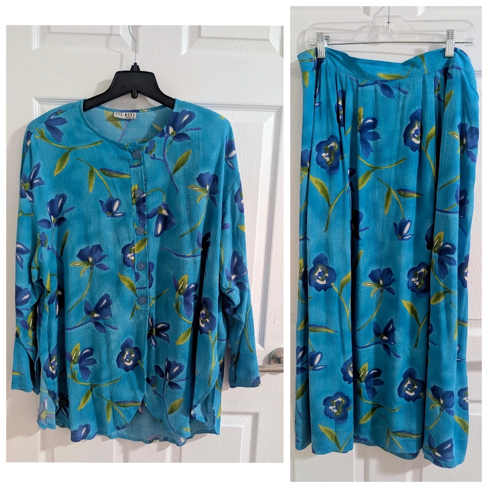 Vtg 90s VIA MODA Floral 2-Piece Set Sz 18 Authentic Grandmacore chic Cottagecore